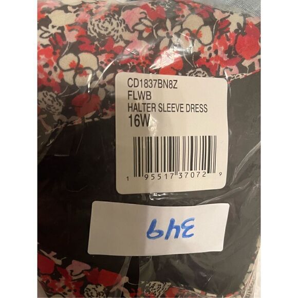 New Floral Print Chiffon Halter Neck Long Sleeve Front Cut-Out Midi Dress - Picture 5 of 5